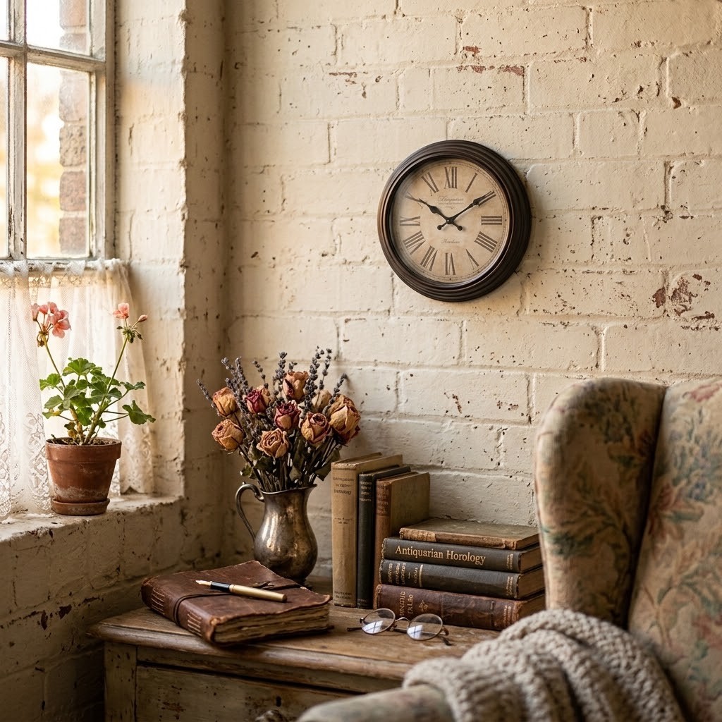 Hnědé nástěnné hodiny v retro stylu – Ø 29*5 cm Clayre & Eef Hnědé nástěnné hodiny v retro stylu – Ø 29*5 cm Clayre & Eef