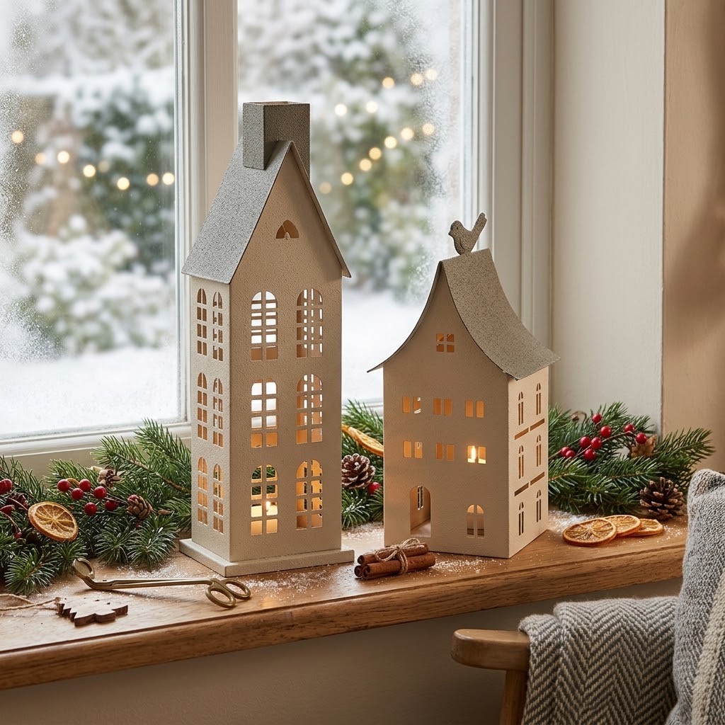 Kovový svícen domek s pískovým povrchem Raw Sand - 17*8*38 cm Clayre & Eef Kovový svícen domek s pískovým povrchem Raw Sand - 17*8*38 cm Clayre & Eef