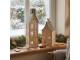 Kovový svícen domek s pískovým povrchem Raw Sand - 12*12*27 cm Clayre & Eef