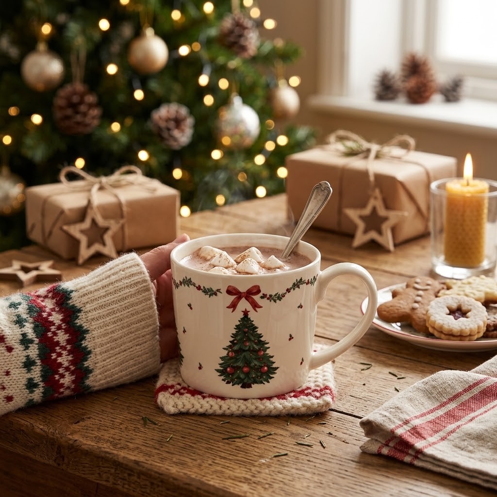 Porcelánový hrnek se stromky Christmas Harmony - 12*8*7 cm / 275 ml Clayre & Eef Porcelánový hrnek se stromky Christmas Harmony - 12*8*7 cm / 275 ml Clayre & Eef