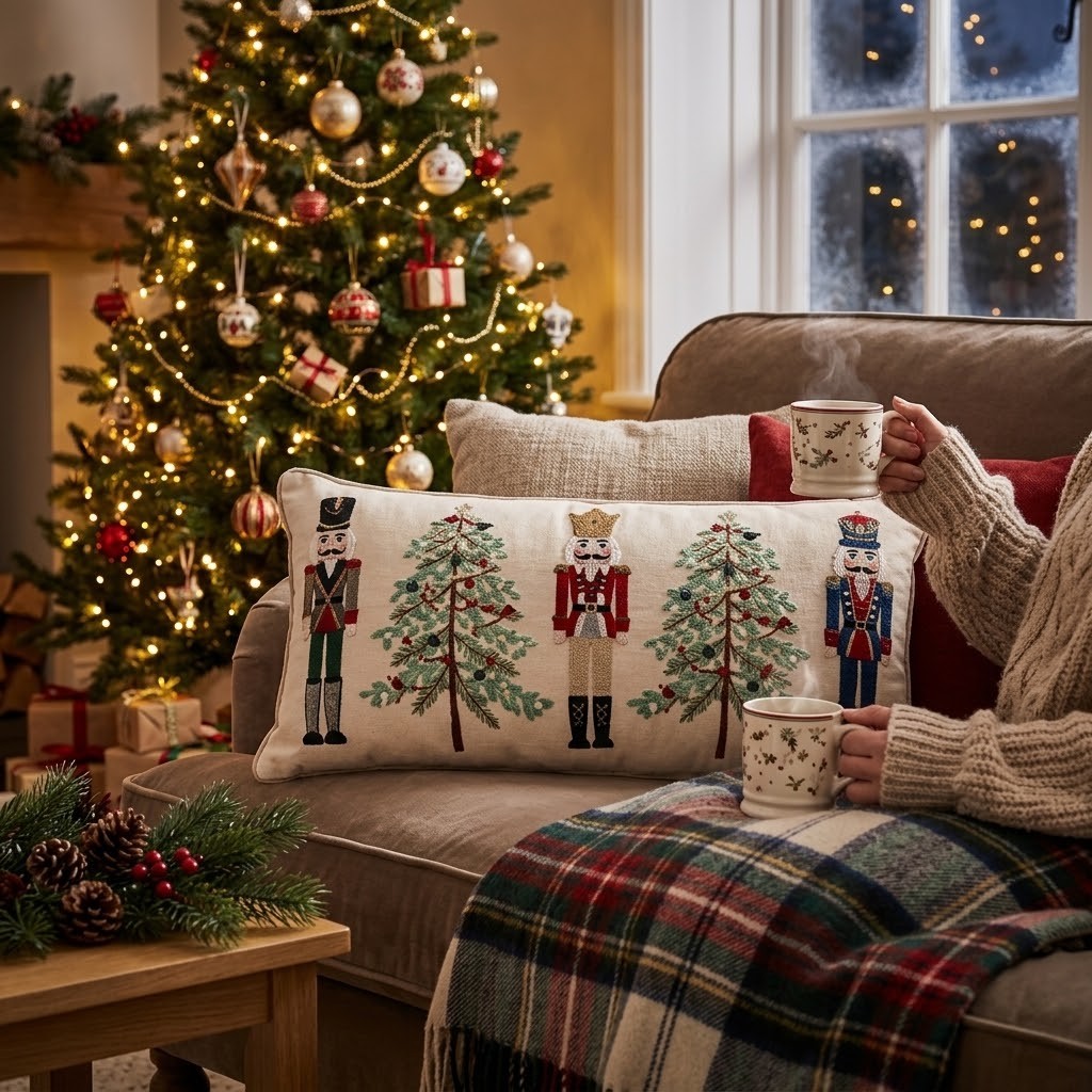 Veliký vánoční dekorační polštář s Louskáčky Nutcracker - 76*35*4 cm Clayre & Eef Veliký vánoční dekorační polštář s Louskáčky Nutcracker - 76*35*4 cm Clayre & Eef