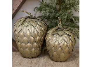 Elegantní kovová dekorace šiška v antik mosazi Vire Cone L - 31*47 cm