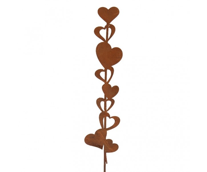 Rustikální rezavý zápich srdíčka Hearts Rust - 6*1*28 cm Clayre & Eef