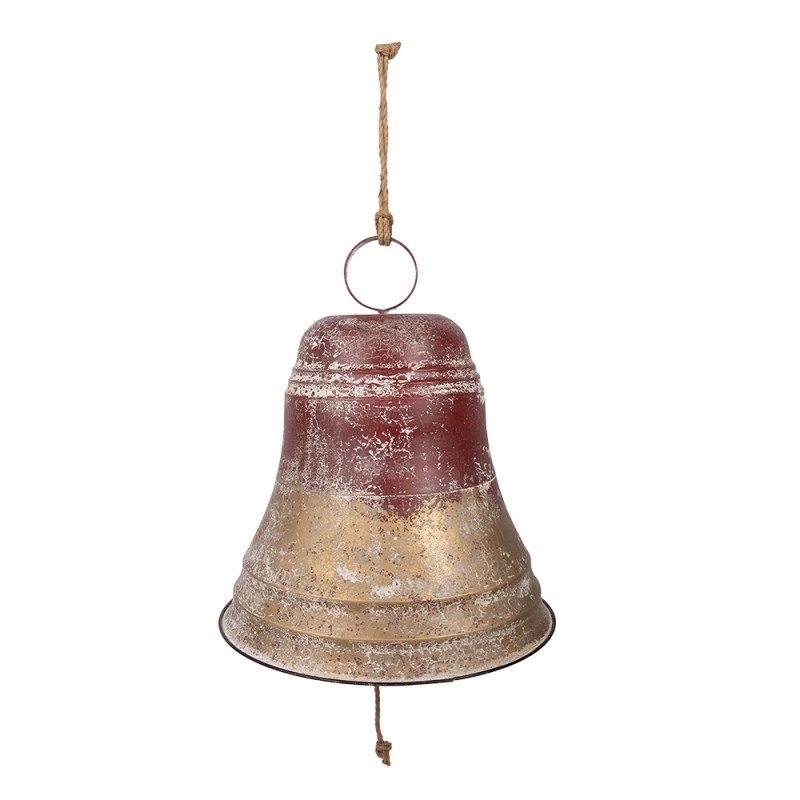 Obrovský koový červeno-zlarý závěsný zvon Bell s rolničkou - Ø 52*56 cm