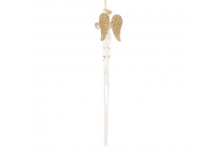 Elegantní skleněná vánoční ozdoba rampouch s dekorem andílka – 5*4*20 cm