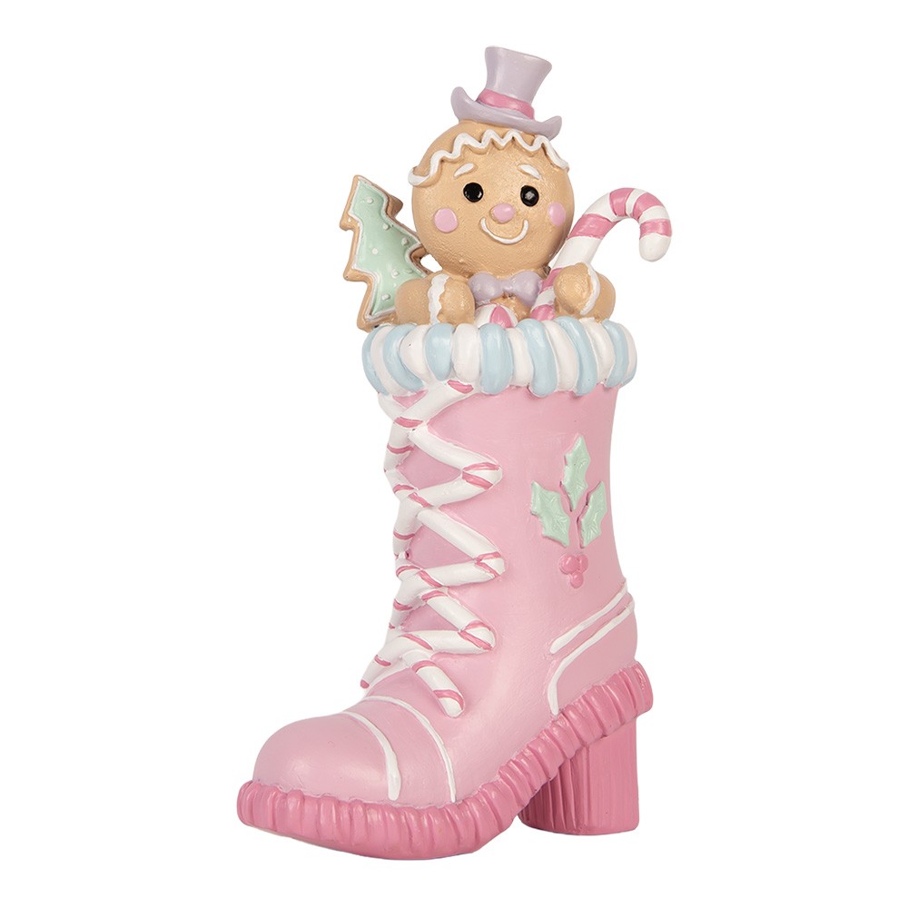 Vánoční dekorace figurka růžová bota s perníčkem Pastel Christmas Chic – 13*9*22 cm Clayre & Eef Vánoční dekorace figurka růžová bota s perníčkem Pastel Christmas Chic – 13*9*22 cm Clayre & Eef