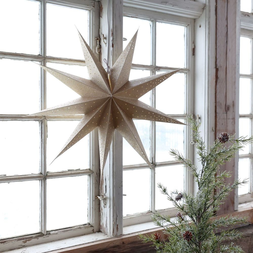 Závěsná champagne papírová zdobená hvězda Vintage Paper Star Glitt - 60 cm Chic Antique Závěsná champagne papírová zdobená hvězda Vintage Paper Star Glitt - 60 cm Chic Antique
