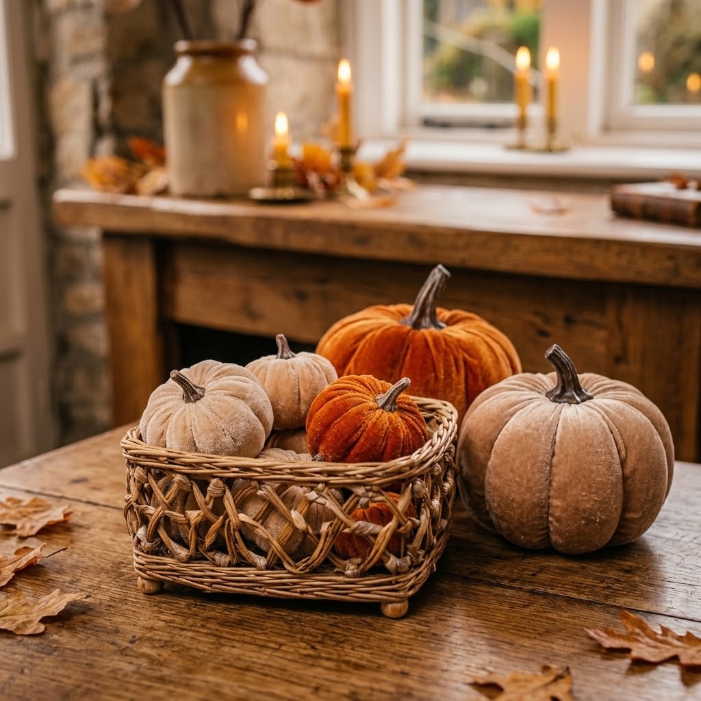 Oranžová dekorační sametová dýně Pumpkin Velvet - Ø 10 cm Clayre & Eef Oranžová dekorační sametová dýně Pumpkin Velvet - Ø 10 cm Clayre & Eef