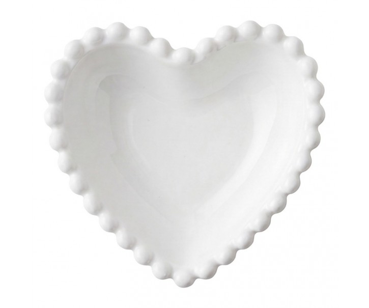 Keramická mistička ve tvaru srdce s perličkovým okrajem - 7*7*3 cm / 25 ml Clayre & Eef
