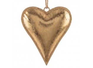 Zlatá antik kovová závěsná dekorace srdce Heart Antique M - 19*3*16 cm