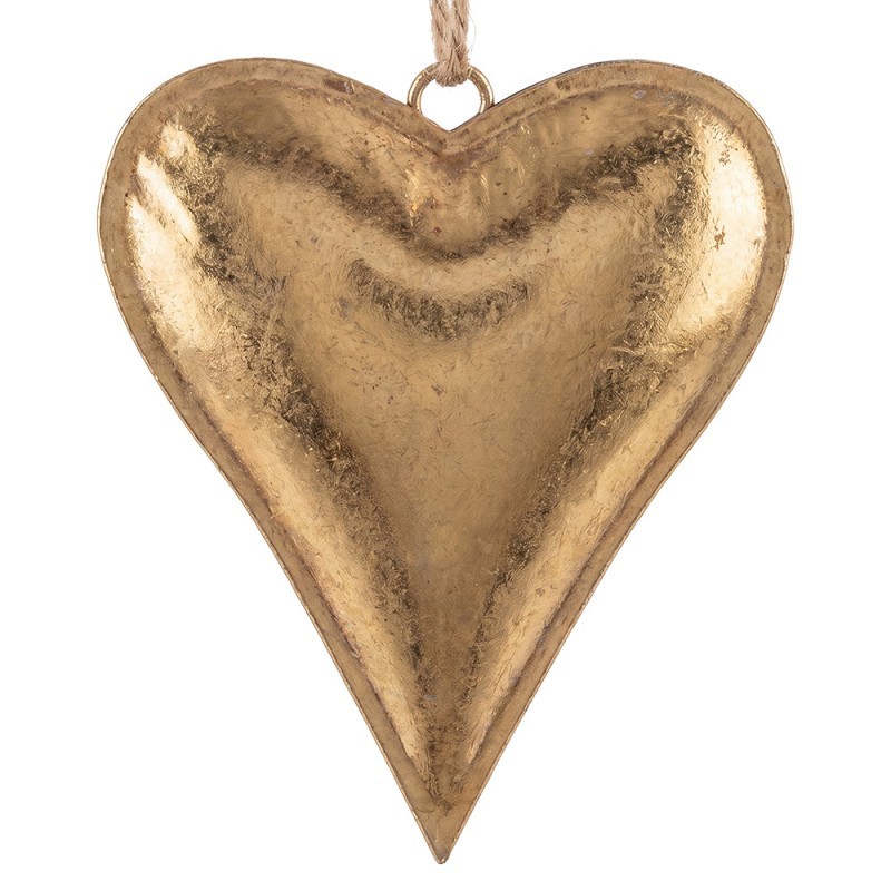 Zlatá antik kovová závěsná dekorace srdce Heart Antique S - 15*3*12 cm