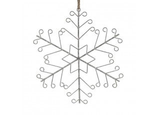 Stříbrná antik veliká kovová závěsná vločka Snowflake - 43*1*48 cm
