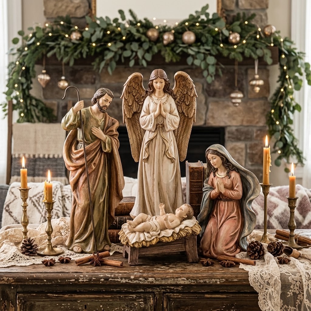 Sada 4ks vánoční dekorace figurka Betlém Nativity Scene – 23*12*47 cm Clayre & Eef Sada 4ks vánoční dekorace figurka Betlém Nativity Scene – 23*12*47 cm Clayre & Eef