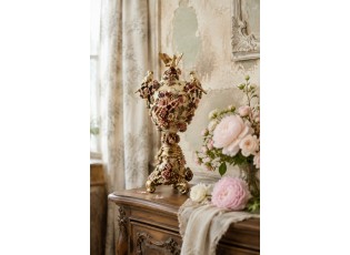Luxusní dekorační dóza s květy a ptáčky Vintage Chic - 20*14*35 cm