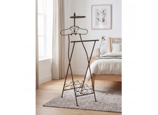 Hnědý antik kovový němý sluha / stojan na oblečení Dressboy - 46*41*121 cm
