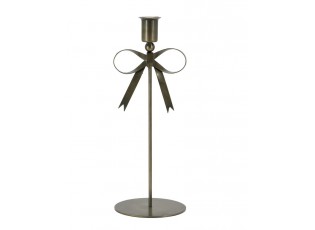 Mosazný antik svícen s mašlí Bow Antique Brass – 10*10*27 cm
