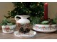 Béžový keramický květináč s vánočními ozdobami Christmas Bow & Bauble – Ø 16,5*9,5 cm Chic Antique