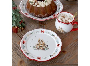 Vánoční keramický dezertní talířek Chalet de Noël – Ø 20,5*2 cm