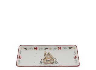 Vánoční keramický podnos Chalet de Noël – 28*12*3,5 cm