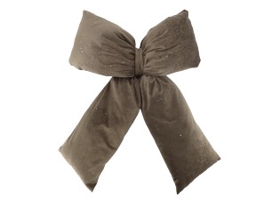 Sametový polštář ve tvaru mašle Mocca se třpytkami – 40*50 cm