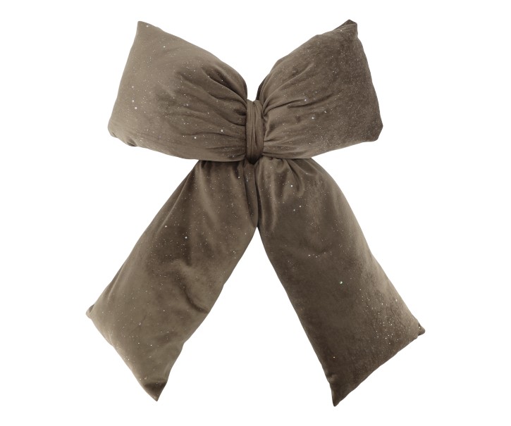 Mocca sametová mašle polštář se třpytkami – 40*50 cm Chic Antique