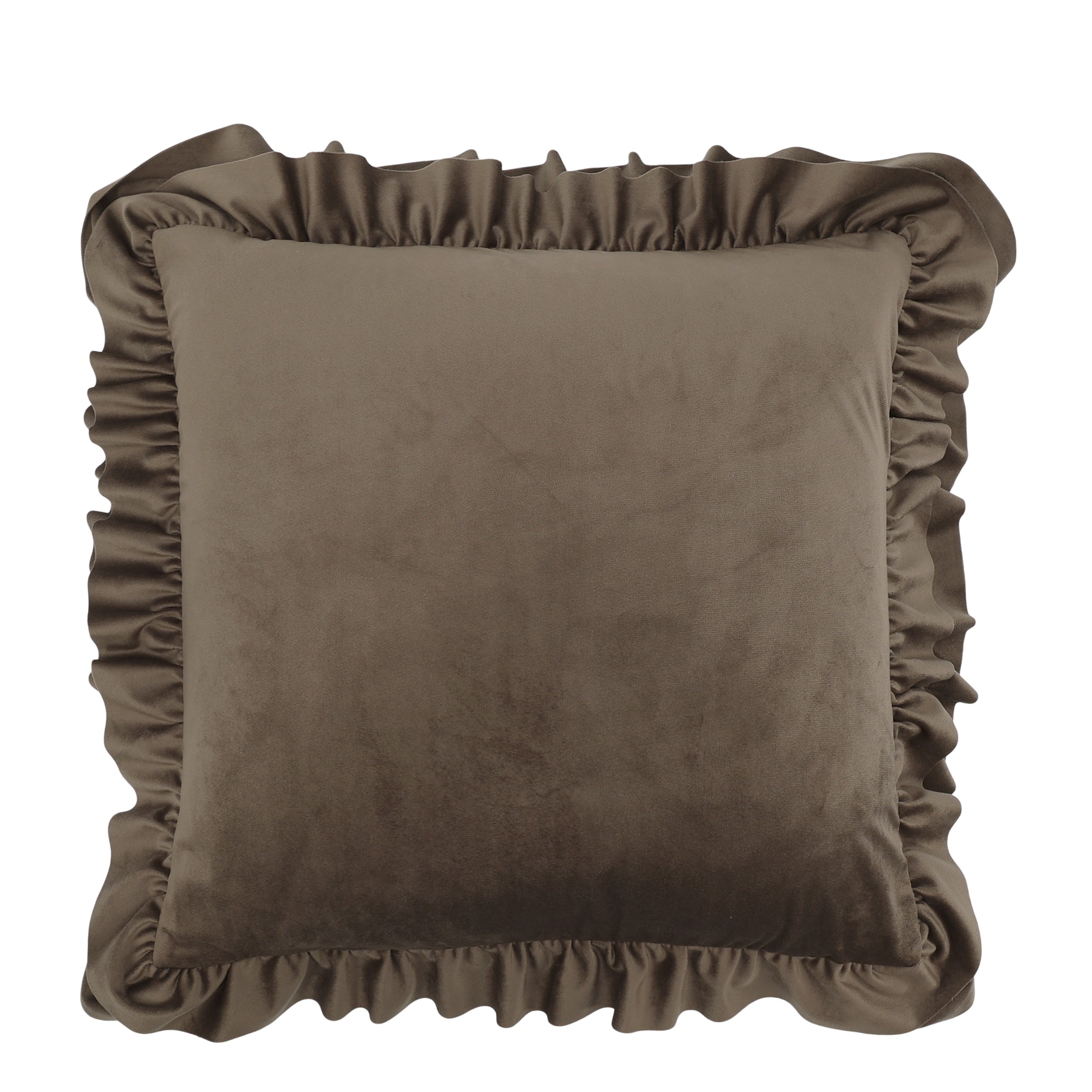 Sametový povlak na polštář Mocca s volánky – 45*45 cm
