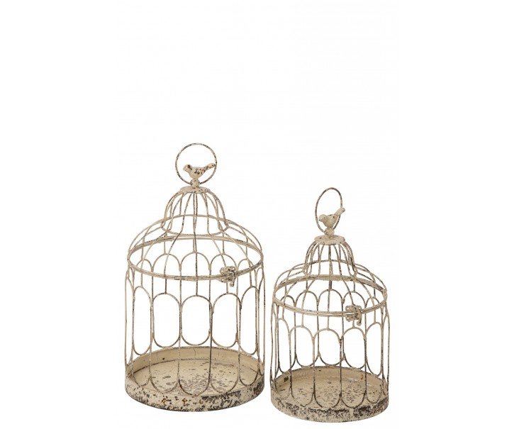 Sada Of 2 Birdhouse kovový Off-bílý – 25*23*40 cm J-Line by Jolipa