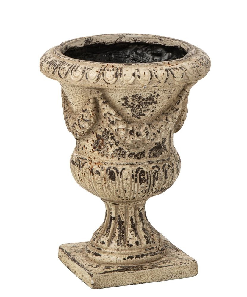 Béžový antik dekorační květináč Vintage Chateau – 31*31*40,5 cm