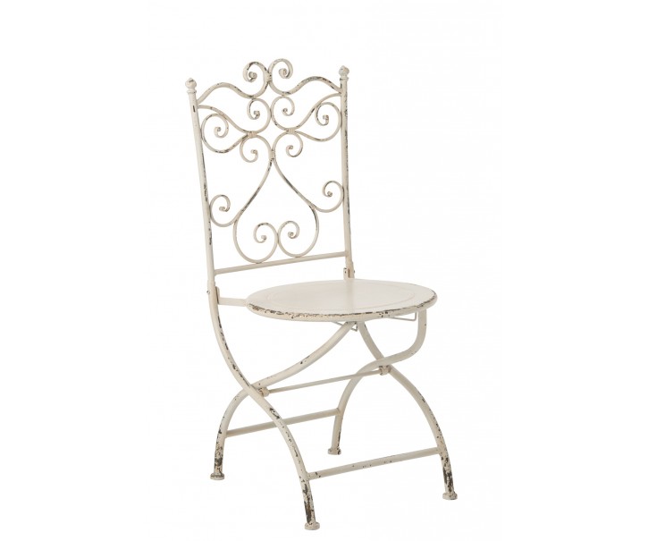 Bílá antik kovová zahradní židle Vintage Romance – 44*49,5*95 cm J-Line by Jolipa