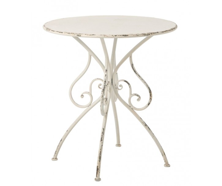 Bílý antik kovový zahradní stůl Vintage Romance – 60*60*76 cm J-Line by Jolipa