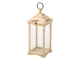 Přírodní antik dřevěná lucerna Chamonia – 25*26*61 cm