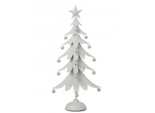 Bílý antik kovový stromek s rolničkami Christmas Tree L – 25*11*56 cm