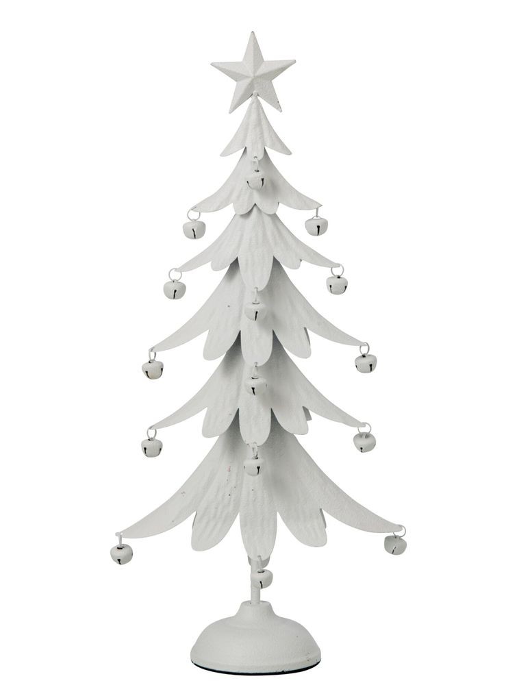Bílý antik kovový stromek s rolničkami Christmas Tree – 25*11*56 cm