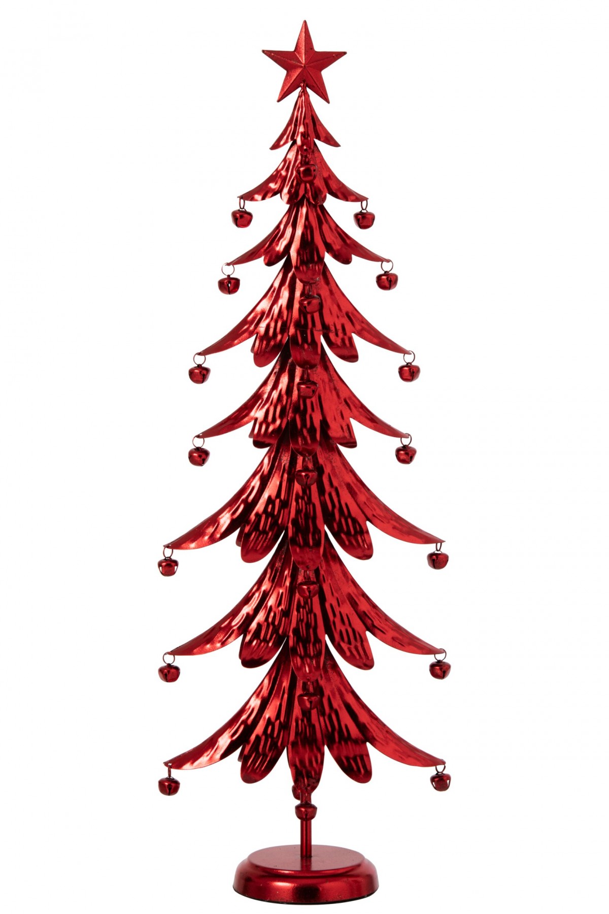Červený veliký kovový stromek s rolničkami Christmas Tree XL – 25*13*78,5 cm