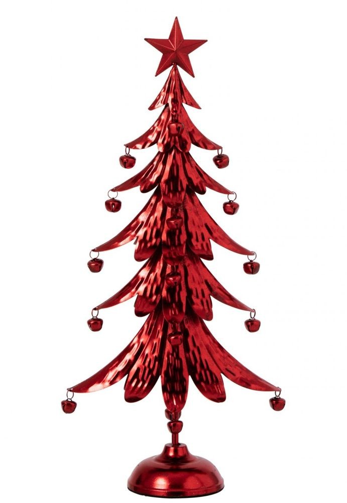 Červený kovový stromek s rolničkami Christmas Tree L – 25,5*11,5*56 cm