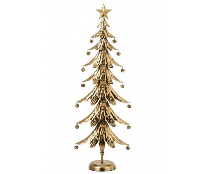 Zlatý veliký kovový stromek s rolničkami Christmas Tree XL – 25*13*78,5 cm J-Line by Jolipa