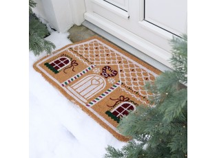 Hnědá kokosová rohožka perníková chaloupka Gingerbread – 75*45*1,5 cm