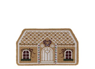 Hnědá kokosová rohožka perníková chaloupka Gingerbread – 75*45*1,5 cm