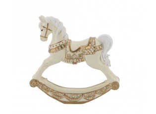 Houpací koník Noël z polyresinu v odstínu antique krémová – 12*3*11,5 cm