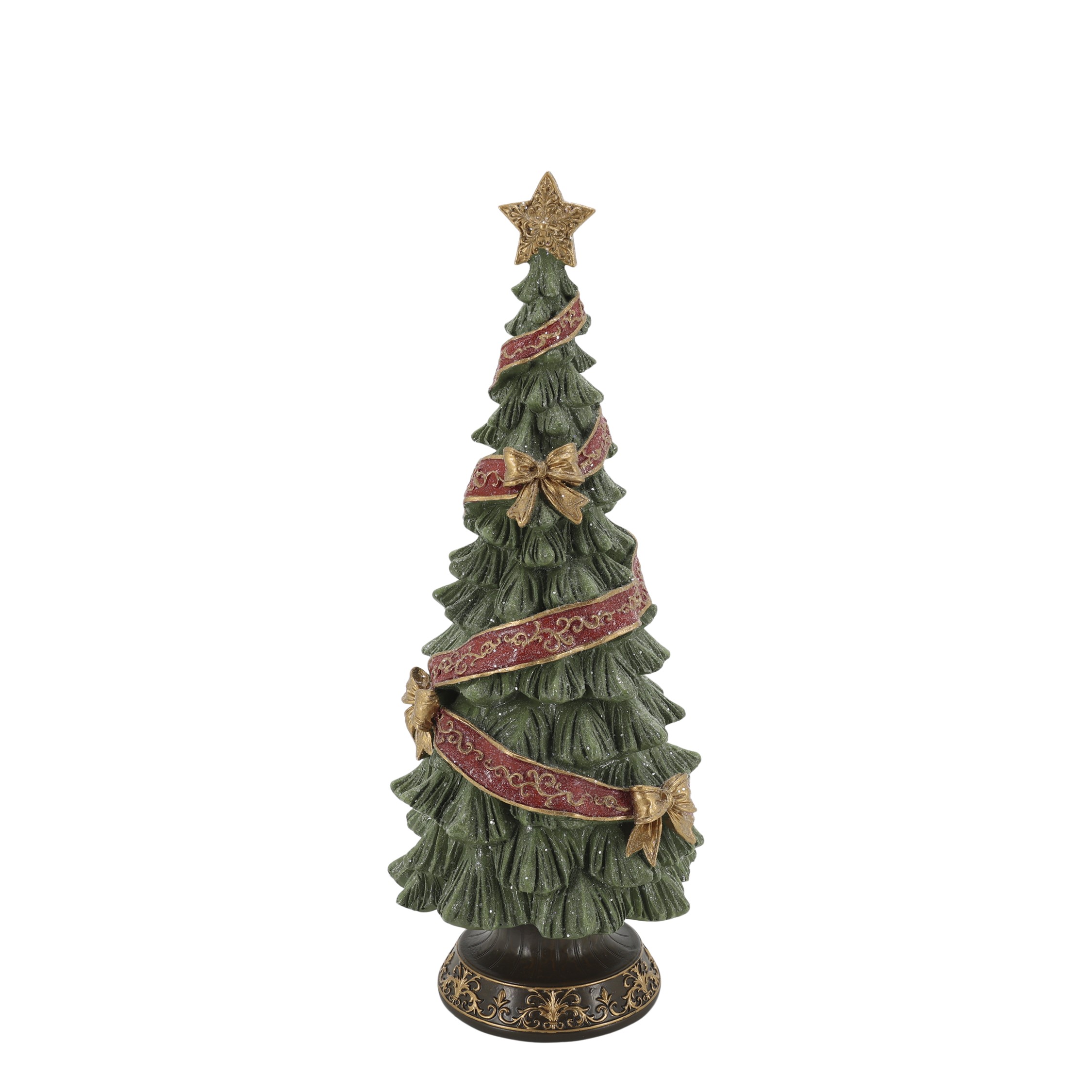 Zelený vánoční stromek se stuhou a mašlemi Noël Tree z polyresinu – Ø 15*40 cm Chic Antique Zelený vánoční stromek se stuhou a mašlemi Noël Tree z polyresinu – Ø 15*40 cm Chic Antique
