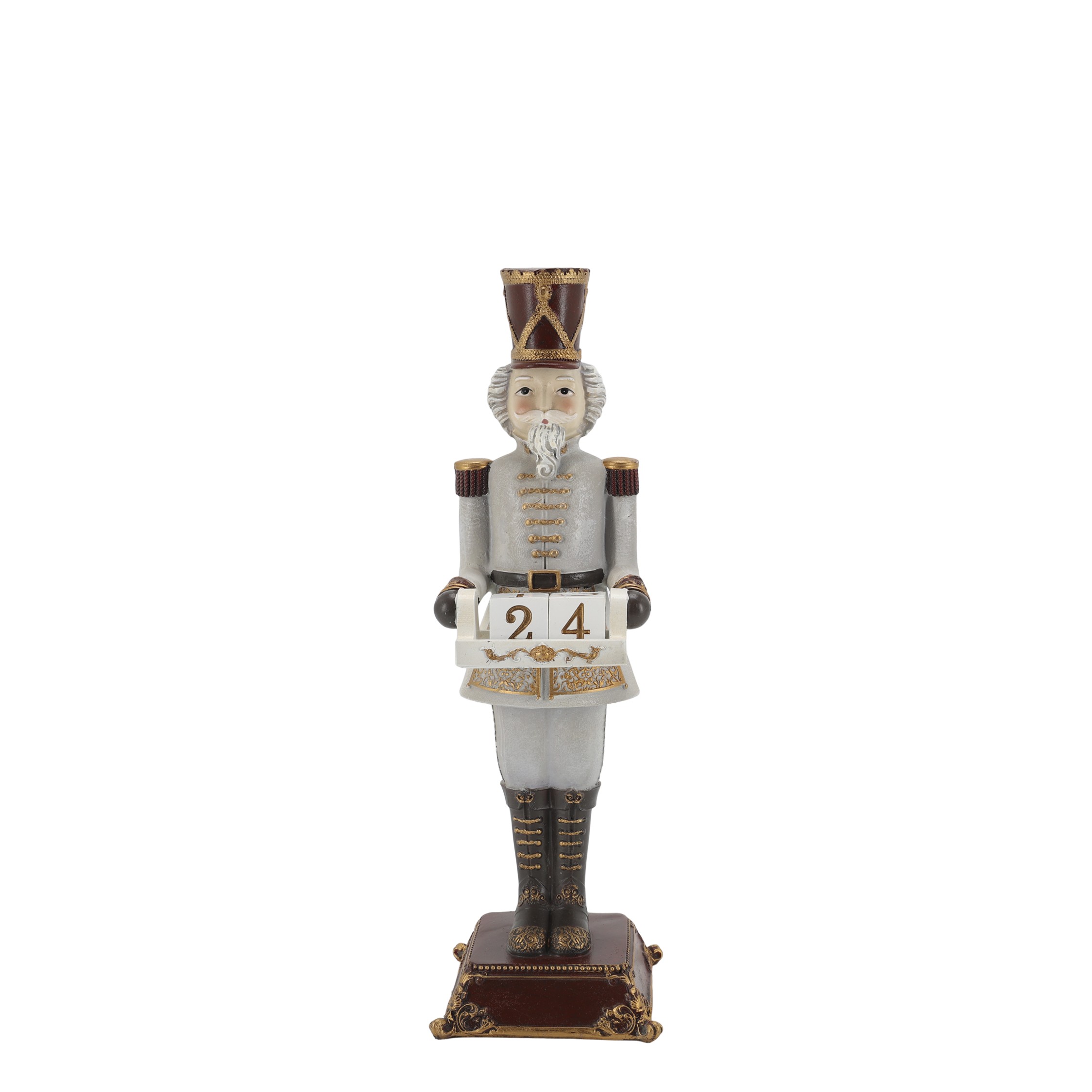 Dekorace figurka Louskáček Cherry Noël s kalendářem – 10*10*31,5 cm Chic Antique Dekorace figurka Louskáček Cherry Noël s kalendářem – 10*10*31,5 cm Chic Antique