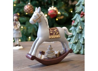 Dekorace figurka houpací koník Cherry Noël s dárky – 18*4*18 cm