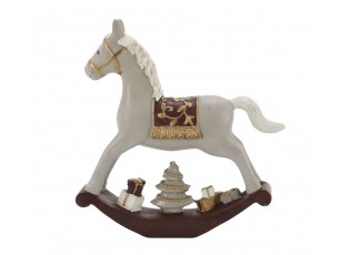 Dekorace figurka houpací koník Cherry Noël s dárky – 18*4*18 cm