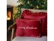 Červený sametový povlak na polštář Aix s výšivkou Merry Christmas – 50*35 cm Chic Antique