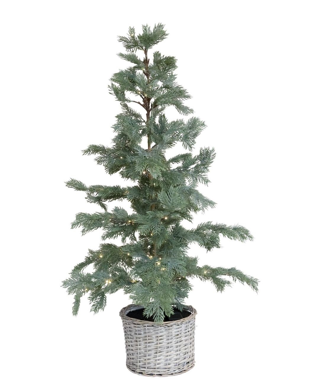 Zelený vánoční stromek Fleur s 80 LED světýlky a košíkem – Ø 60*120 cm