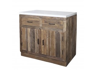 Hnědá antik komoda s mramorovou deskou Grimaud Kitchen – 95*60*97 cm