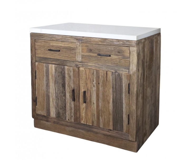 Hnědá antik komoda s mramorovou deskou Grimaud – 95*60*97 cm Chic Antique