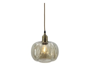 Skleněná lampa s kouřovým sklem a mosazným vrškem – Ø 17*18 cm / 40W/ E27