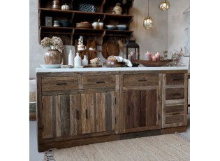 Hnědá antik skříňka s mramorovou deskou Grimaud Kitchen – 60*60*97 cm