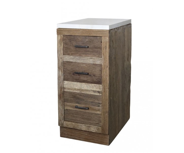 Hnědá antik skříňka se šuplíky a s mramorovou deskou Grimaud Kitchen – 40*60*97 cm Chic Antique